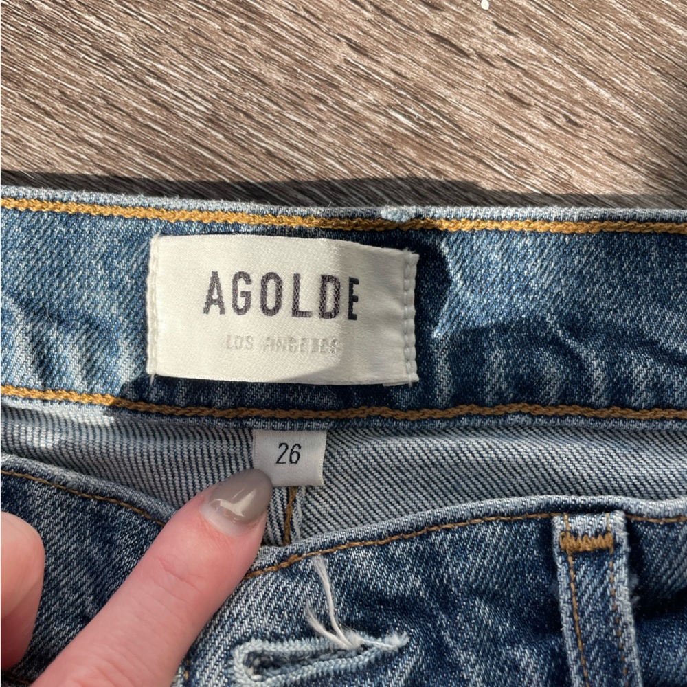AGOLDE Toni Mid Rise Straight Denim Jeans Sz 26 EUC Medium Wash Blue - Picture 8 of 15